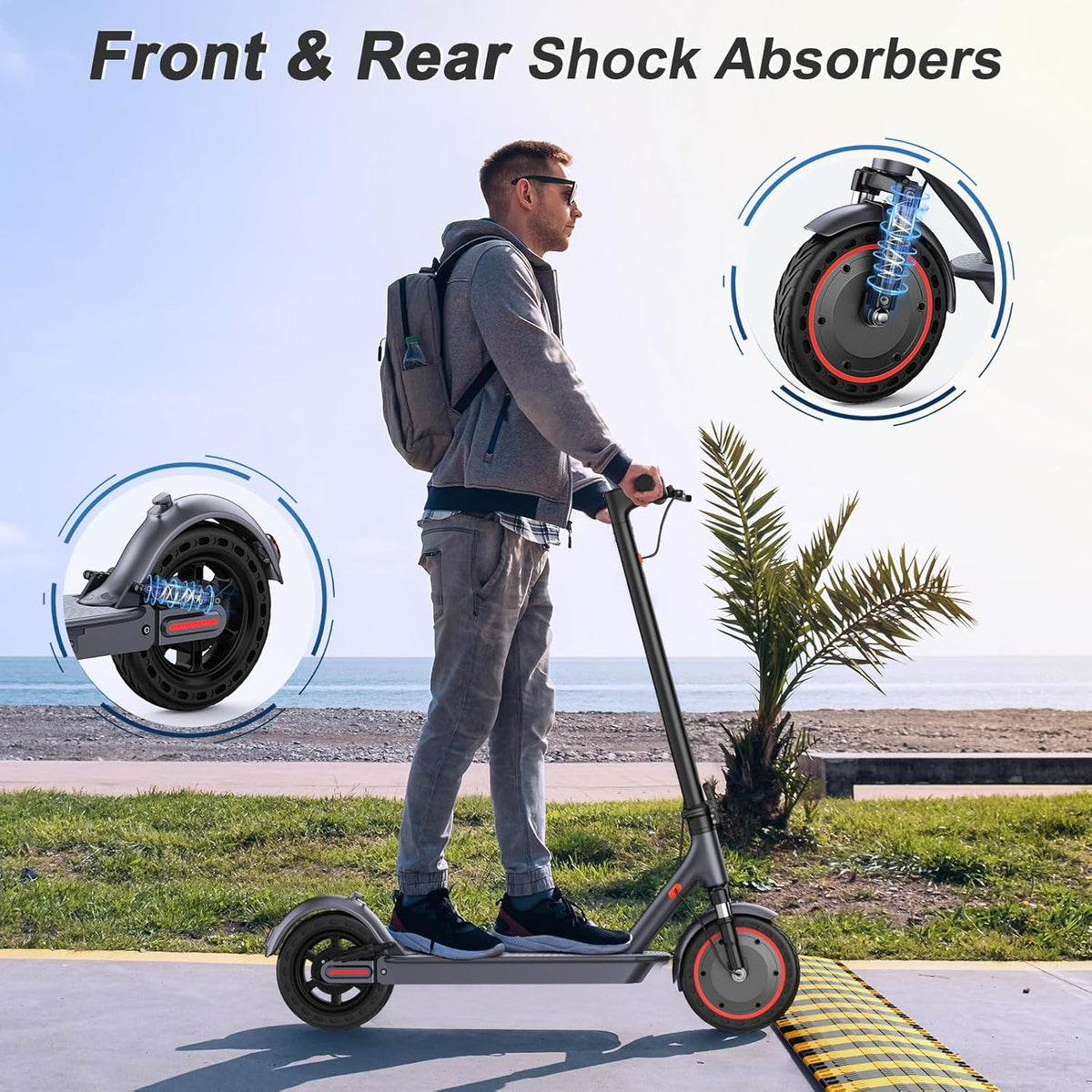 VOLPAM Electric Scooter for Adults - 500W Motor, 23 Miles Range, 19 MPH Speed | 10" Foldable Design