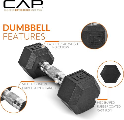 CAP Barbell 150 LB Hex Dumbbell Weight Set - Coated Weights with Vertical Rack | Multiple Options Available