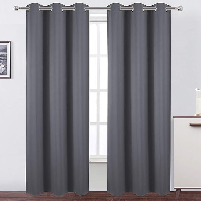 LEMOMO Grey Thermal Blackout Curtains/42 x 84 Inch/Set of 2 Panels Room