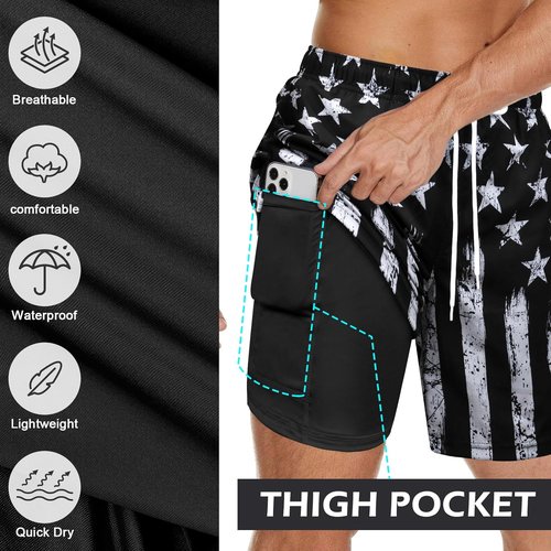 MaciRept Men's Swim Trunks - Quick Dry Board Shorts with Compression Liner | Stylish Beach Swimwear