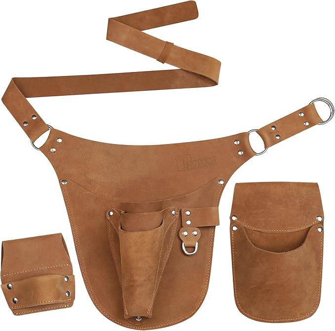 Leather Garden Tool Belt for Men Women | Gardening Tool Pouch | Gardener Apron | Holster Pouch | Tool Belt Bag Organizers | Florist Belt, Electrician, Carpenter, Framer, Landscaper
