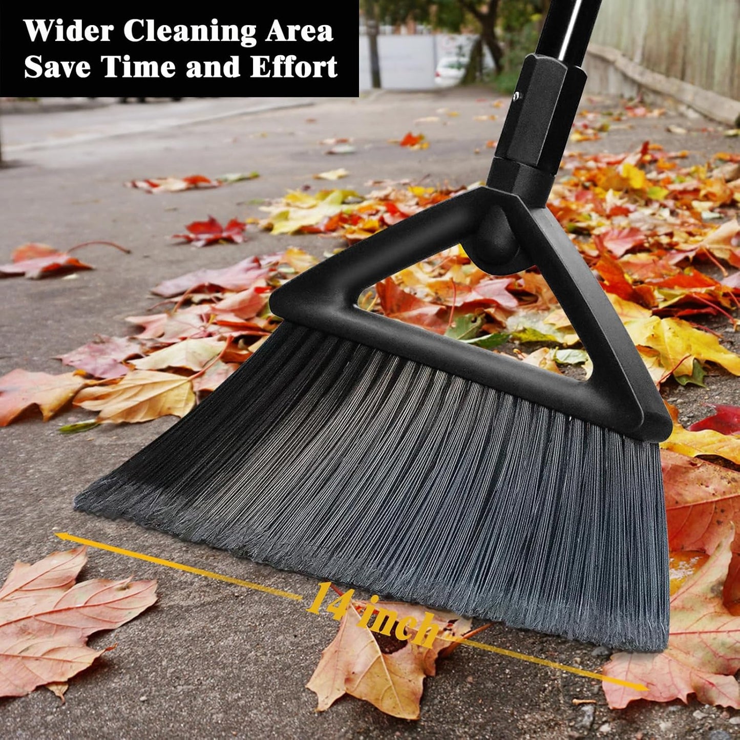 Outdoor Angle Broom Indoor,Upgraded Heavy Duty Commercial Brooms,Black Broom for Sweeping House,Restaurant,Kitchen,Garage,Courtyard
