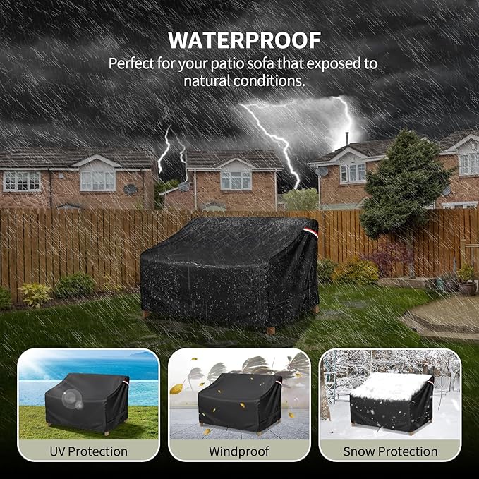 KylinLucky Outdoor Patio Sofa Cover fit 58 x 40 x 31 inch, 57 x 39, 56 x 38 Waterproof Weatherproof Heavy Duty 420D Garden Furniture Cover for Outside Sofa Couch