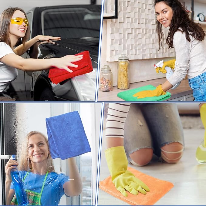 10 Pcs Extra Large Microfiber Cleaning Cloth 30" x 20" Large Floor Microfiber Towel Reusable Washable Free Lint Free Cloth Rag for Squeegee Mop Floor Window Housekeeping (Assorted Color)
