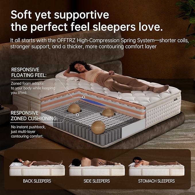 Full Mattress 12 Inch Mattress Full Size in a Box,Superior Hybrid Mattress with Memory Foam for Extra Lumbar Support,100 Night Trial,Maximum Support,Zoned Spring, Firm (12 Inch, Full)