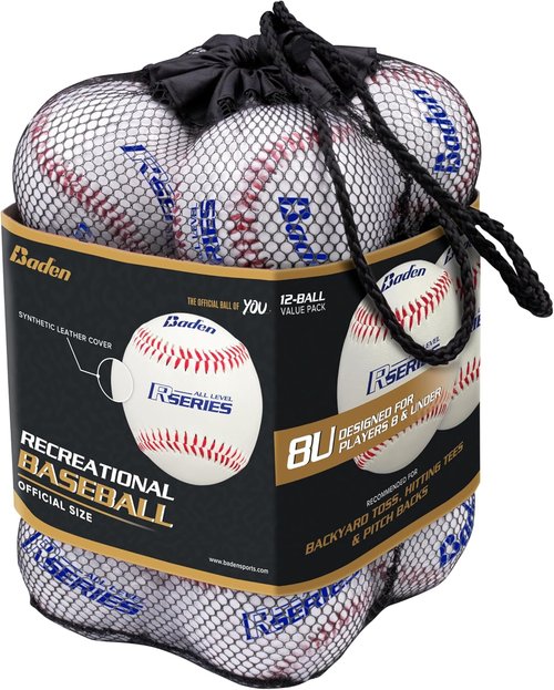 Baden R-Series Recreation Practice Baseballs - Youth Size | Pack of 12 for All Skill Levels