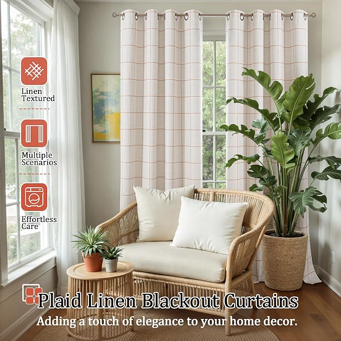 Lajode Plaid Patterned Curtains Thermal Insulated