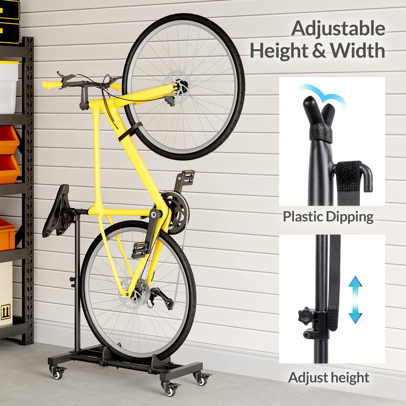Sttoraboks Vertical Bike Stand, Freestanding Bike Rack Garage Storage Upright Bicycle Floor Stand Indoor Bike Holder with Adjustable Height for Garage & Apartment - for Wheels Sizes up to 29”