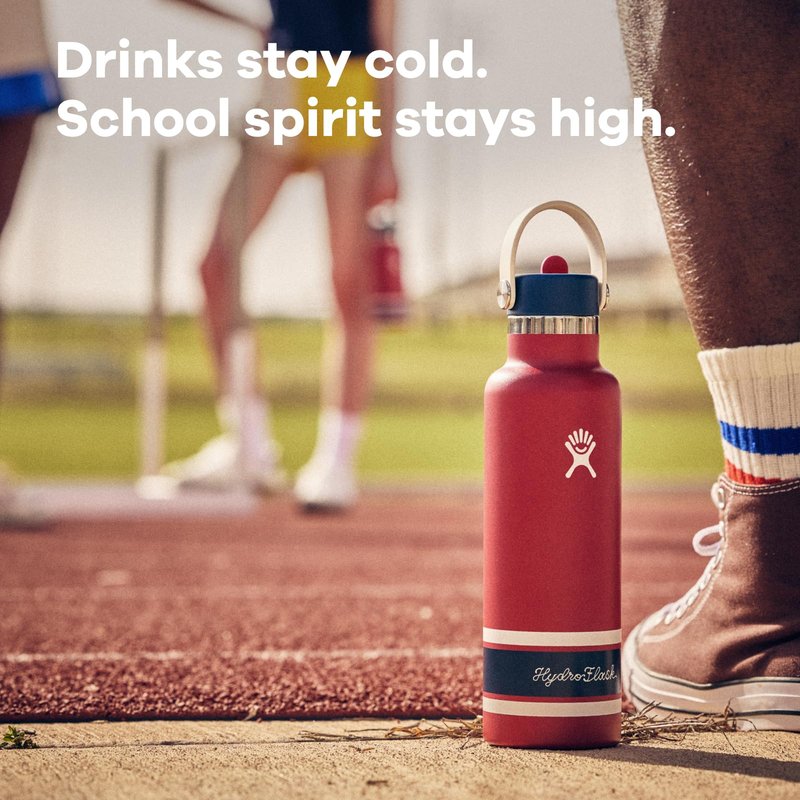 Hydro Flask Water Bottle - Insulated Stainless Steel - Standard Mouth Flex Straw Lid, Non Spill, Leakproof and Refillable in 21 Oz Campus Pink