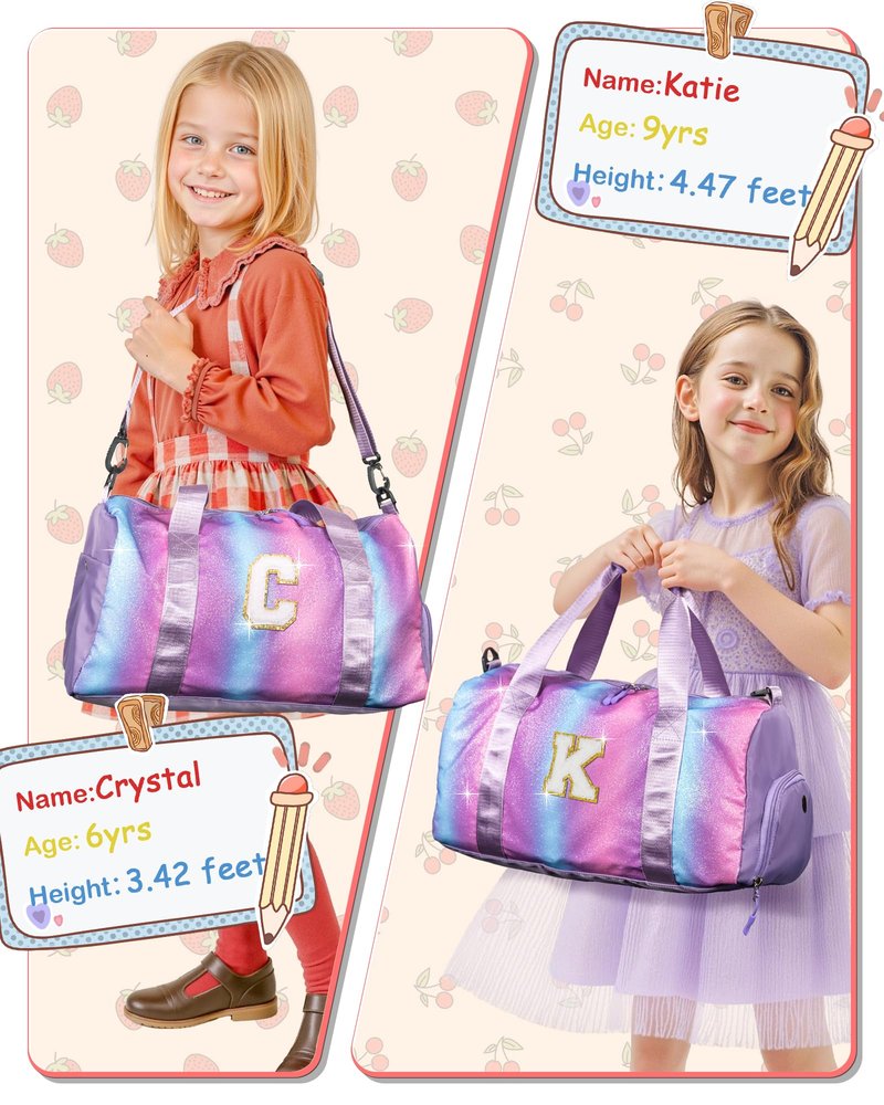 Vogewood Daughter Birthday Gifts-Girl Gym Bag with Shoe Compartment, Kid Personalized Weekender Overnight Bags, Initial Travel Tote with Makeup Pouch, Graduation Gift for Girls (Letter Y)
