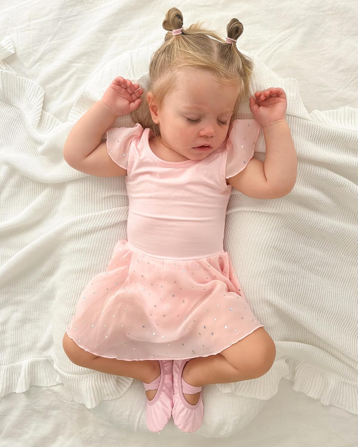 Stelle Ballet Leotard for Girls - Toddler Pink Dance Outfit with Ruffle Sleeves & Skirt