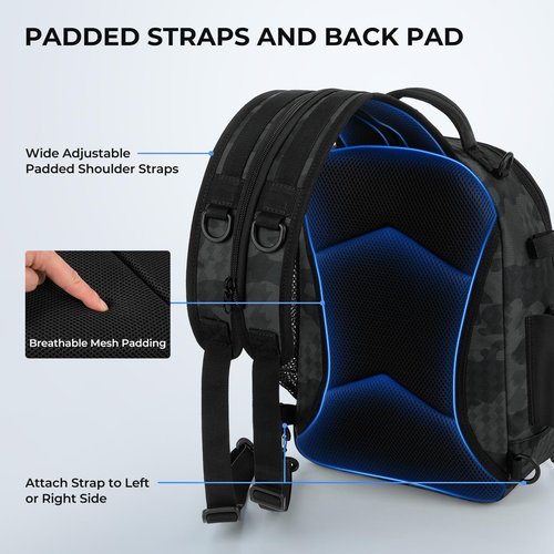 KastKing BaitSpace Standard Fishing Tackle Sling Bag, Water-resistant Backpack & Sling Pack for Bank, Wader & Boat Fishing, Rod & Beverage Holder, Adjustable Straps, Durable Nylon Fabric