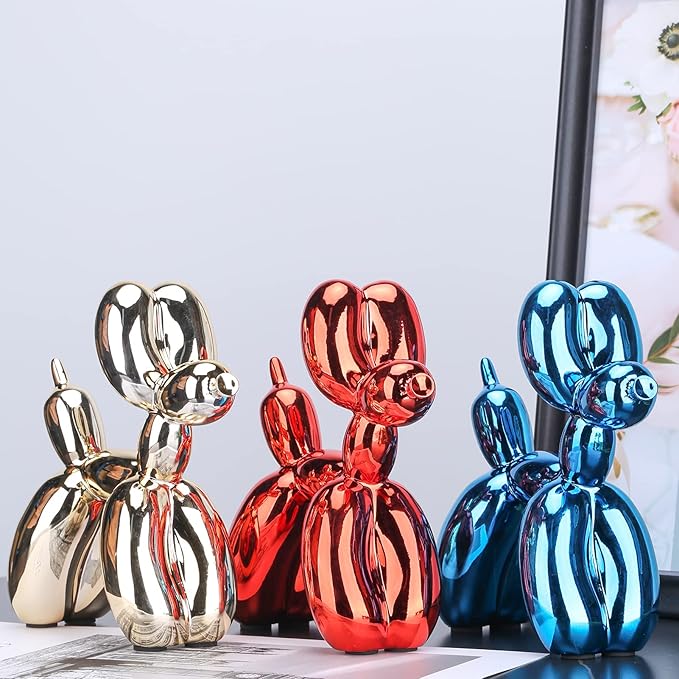 Balloon Dog Sculpture Modern Home Decor Collectible Figurines Funky Statues for Bedroom Trendy Animal Decor for Coffee Table Living Room Decor