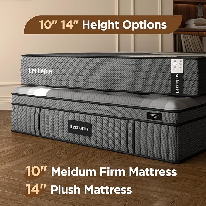King Mattress, 10 Inch Medium Firm Hybrid Mattress in a Box, Supportive Memory Foam and Pocket Coil King Size for Back Support,Pressure Relife, Motion Isolation, No Fiberglass