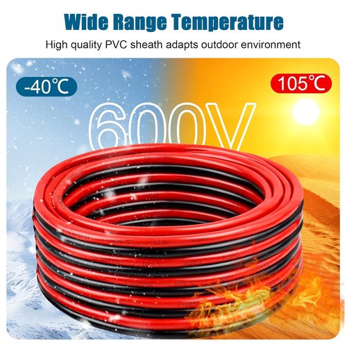 10 Gauge Tinned Copper Wire - Flexible 10 AWG Marine Cable for Solar Panels, LED Strips & More | 30FT