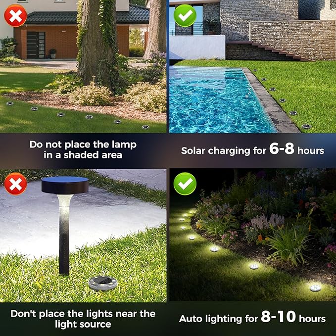 Peasur Mini Solar Ground Lights, 6 Pack Flat Solar Disc Lights Outdoor Waterproof, 2.3 Inch Small Solar Garden Lights Landscape Lighting for Outside Pathway Garden Yard Lawn Walkway,Cool White