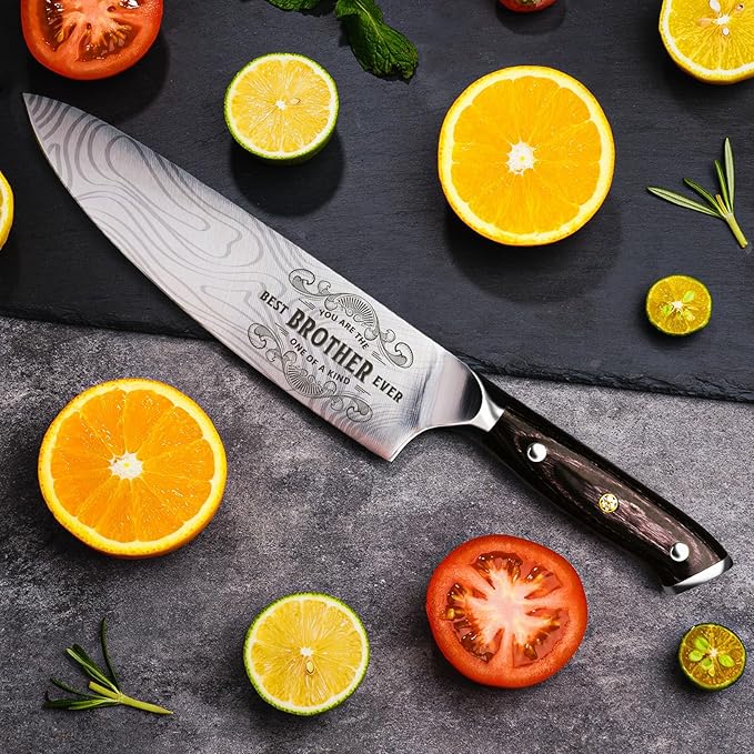 Gifts for Brother Men Christmas, Kitchen Cooking Knife Brother Gifts for Birthday, 8 inch Professional German High Carbon Stainless Steel Chef Knife, Brother Gifts Xmas Stocking Stuffers