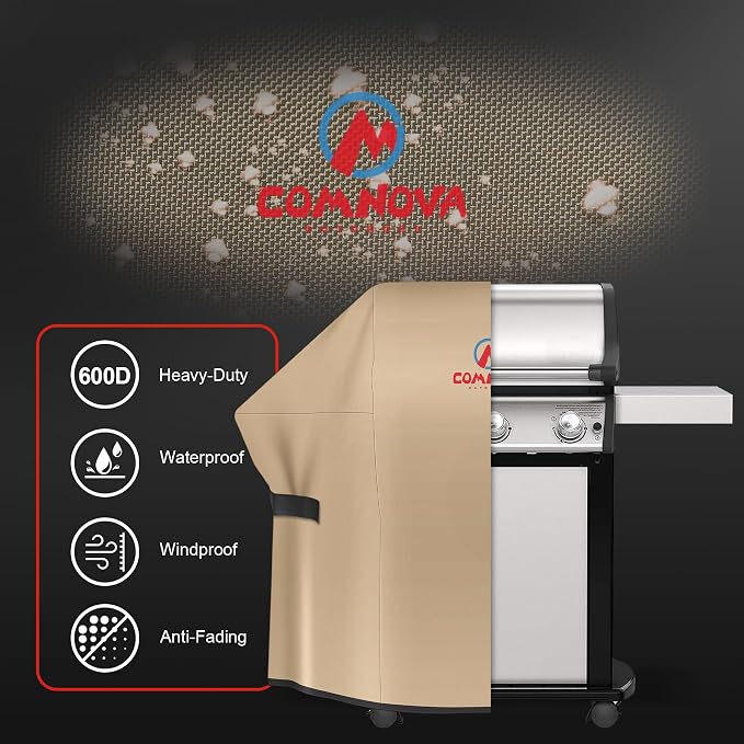 Comnova Grill Cover 55 Inch - 600D BBQ Covers for Outdoor Grill Waterproof and Heavy Duty, 55 Inch Barbecue Gas Grill Cover for Weber, Char-Broil, Nexgrill, Monument, Dyna-glo, Brinkmann and More