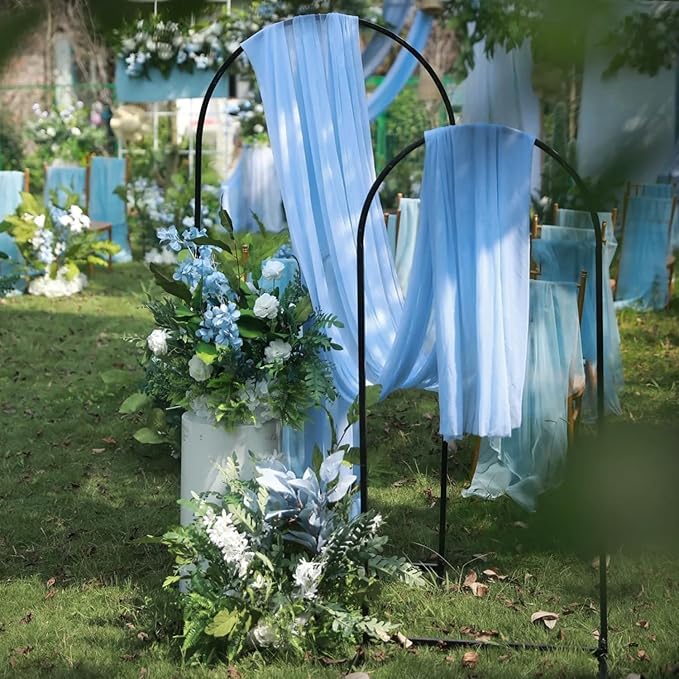 Wokceer Wedding Arch Draping Fabric 6 Panels 28.7" x 20FT Dusty Blue Drapes Sheer Fabric Backdrop Arch Draping Fabric for Wedding Ceremony Birthday Party Bridal Shower Decoration
