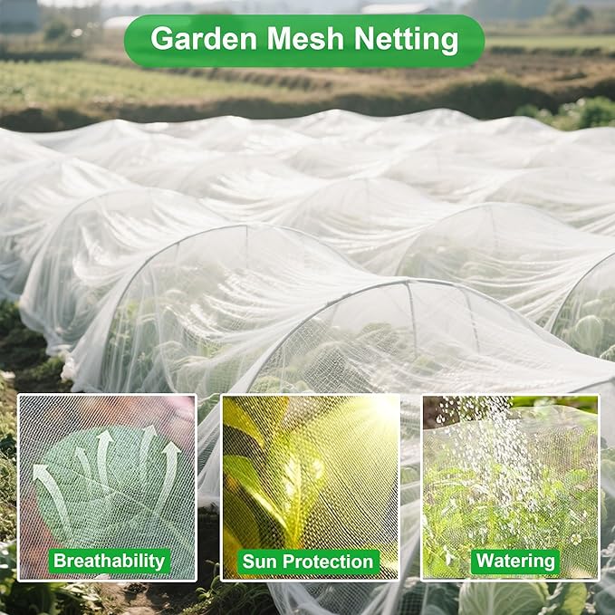 Garden Netting 10x50FT Ultra Fine Mesh Netting Bird Barrier Protection Vegetable Fruit Tree Bushes Plant Cover for Raised Bed
