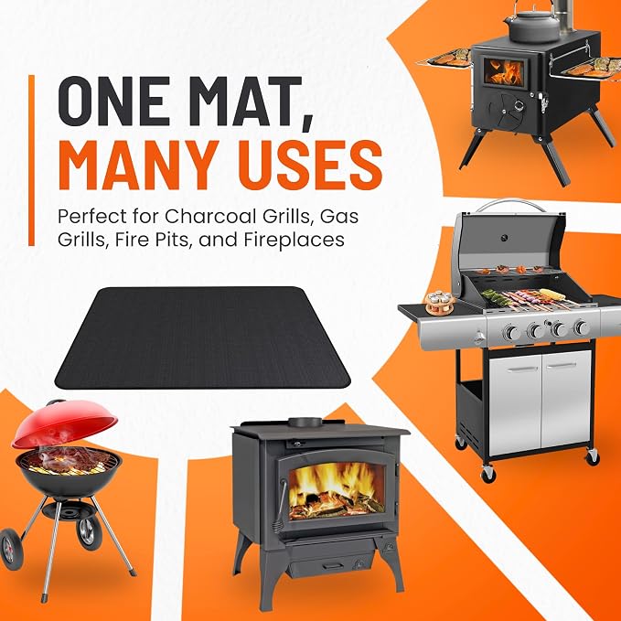 Under Grill Mats for Outdoor Grill (76 x 52 inch) Double-Sided Mat for Under Fire Pit Mat the Perfect Grill Matt for Outdoor Grill Deck Protector and BBQ Matt for Under Grill Mat for Deck