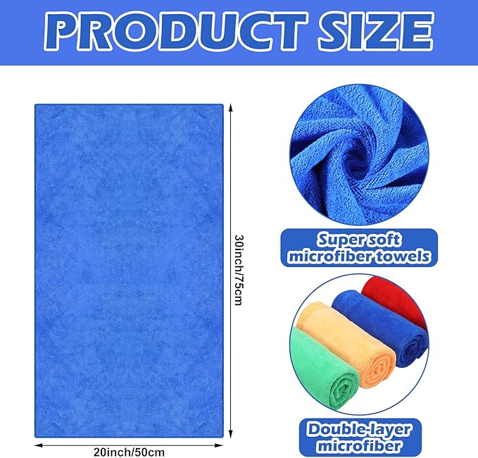 10 Pcs Extra Large Microfiber Cleaning Cloth 30" x 20" Large Floor Microfiber Towel Reusable Washable Free Lint Free Cloth Rag for Squeegee Mop Floor Window Housekeeping (Assorted Color)