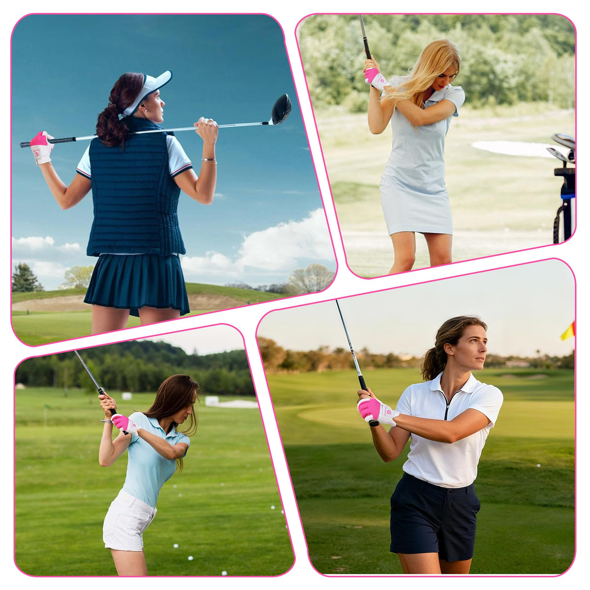 AIGEVTURE Womens Golf Gloves Right Hand Luxurious Palm Material for Unmatched Feel Pink M