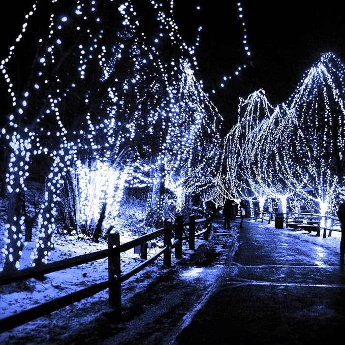 2-Pack Solar String Lights for Outside, 400 LED 144Ft Solar Fairy Lights for Outside Waterproof with 8 Modes, Solar Lights Outdoor for Patio Tree Christmas Party Wedding Decor(Cold White)