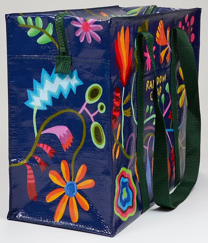 Blue Q Reusable Shoulder Tote Bag – Carry Everywhere Bag with a Hefty Zipper, Durable, Fun Design, 95% Recycled Material