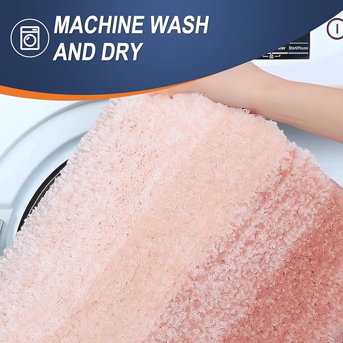 OLANLY Bathroom Rugs Mat 70x24, Extra Soft Absorbent Microfiber Bath Rugs, Rubber Backing, Quick Dry, Machine Washable Bath Mats for Bathroom Floor, Tub and Shower, Home Decor Accessories, Peach