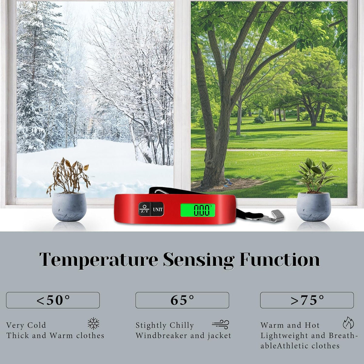 Skiennix Luggage Scale - 110lb Digital Weight Scale with LED Display & 4 Unit Switching | Red