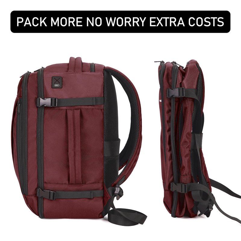 ECOHUB Travel Backpack 18x14x8 Spirit Airlines Personal Item Bag Carry On Backpack 13 Pockets Large Work Casual Daypack for men Airline Approved Waterproof Gym Backpack with Charging Port, Red