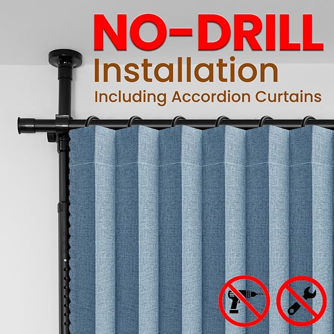 100% Blackout Room Divider Curtains Sets Blue 2 Panels W100 x L84in No Drill