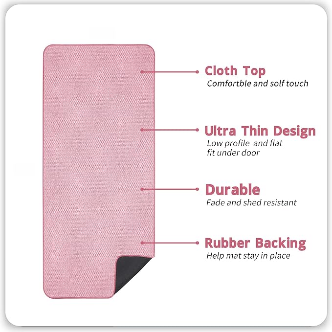 Bath Mat,Ultra Thin Bathroom Runner Rugs,Large Bath Mats for Bathroom,Quick Dry,Non-Slip,Machine Washable,Low Pile,Bath Rug,Shower Outside,Sink,Home Decor Accessories.Pink,1'9"x3'11"（21x47inch）
