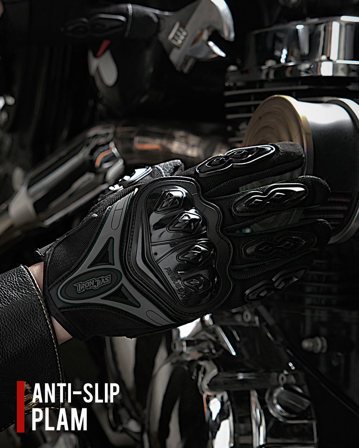 IRON JIA'S Motorcycle Gloves Full Finger Durable for Road Racing Bike Summer Spring Powersports Support Touch Screen Black-L