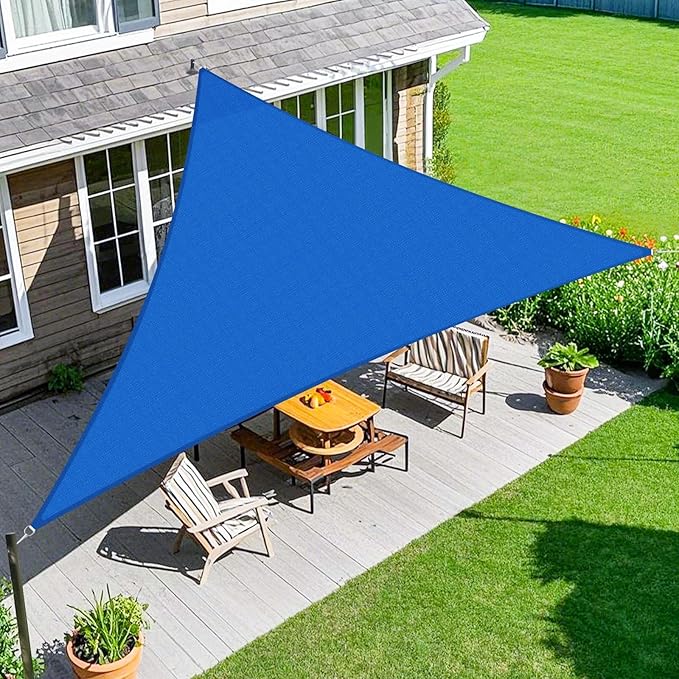 Amagenix Sun Shade Sail 17X17X17 Curved Edge Outdoor Shade Canopy Blue Breathable 95% UV Block Shade Cloth for Patio Garden Backyard (We Make Custom Size)