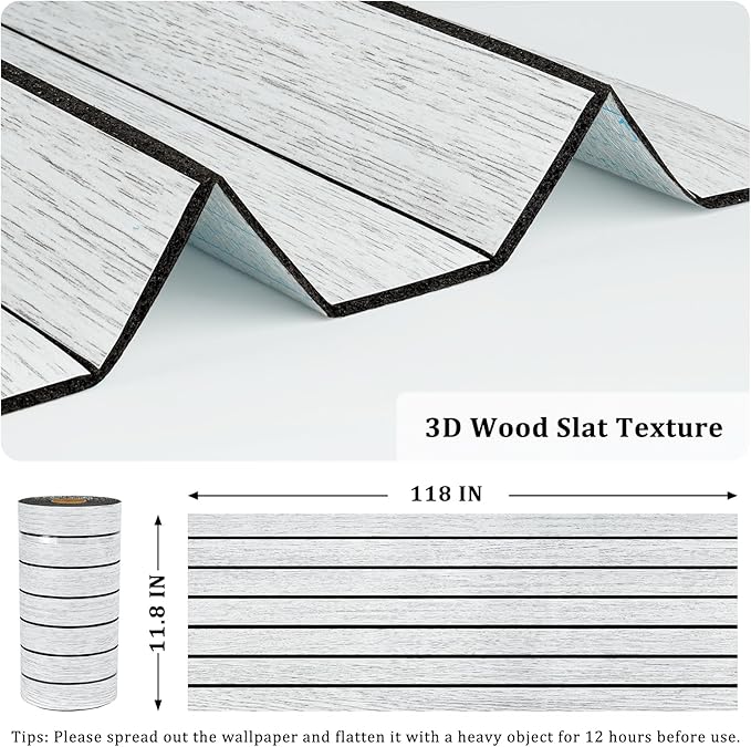 White/Grey 3D Wood Slat Panels for Walls Peel and Stick PVC Slat Wall Paneling
