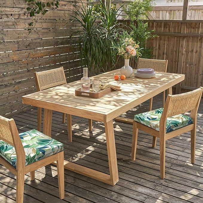 LVTXIII Outdoor Seat Cushions Seasonal Replacement Chair Cushions, Patio Chair Pads with Ties for Dining Chairs and Garden Furniture, Square Back, 18.5"x16"x2", 2 Pack, Lush Leaf Green