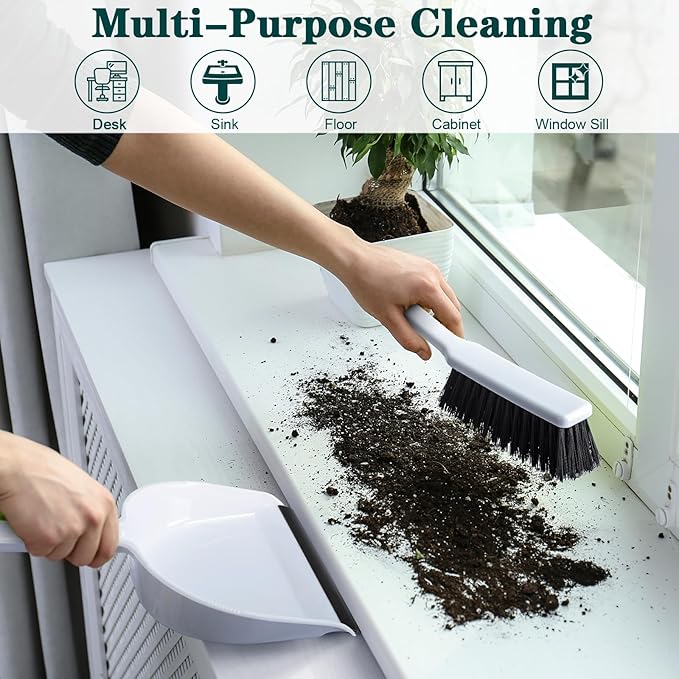 Zubebe 18 Pcs Mini Dustpan and Brush Set, Small Broom and Dustpan Set Small Cleaning Brush Portable Hand Broom Set for Home Office Kitchen Table Desktop Floor Cleaning Supplies