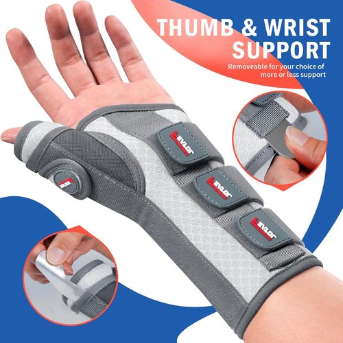 FEATOL Carpal Tunnel Wrist Brace - Night Support Thumb Spica Splint for De Quervains | Medium/Large, White/Pink