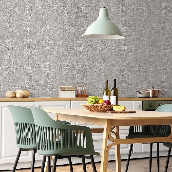 WADILE Grasscloth Peel and Stick Wallpaper 23.6in x 236in, Textured Contact