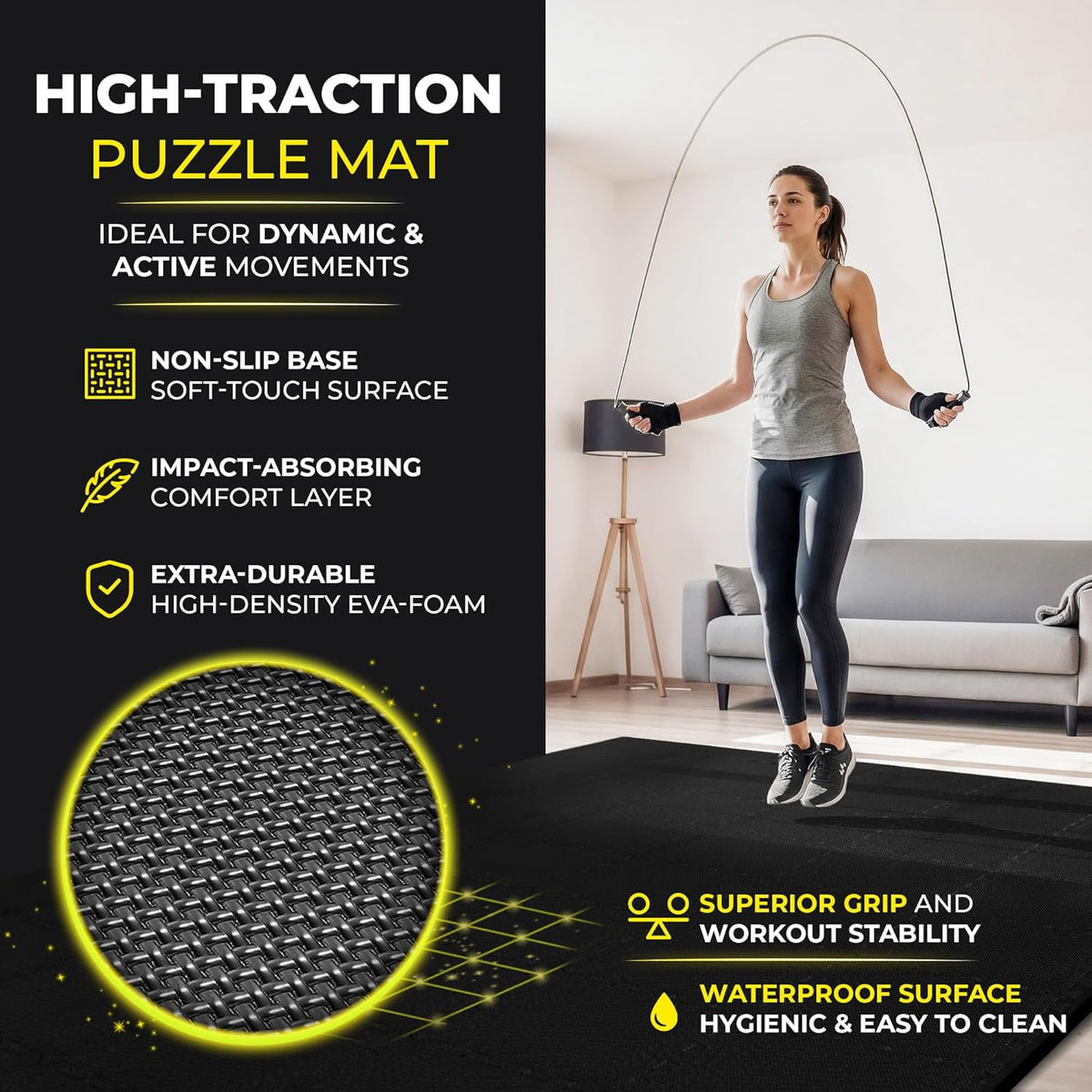 Bemaxx Gym Mats Set - 18 Pcs EVA Interlocking Foam Floor Tiles | 18 Sq Ft Protective Flooring for Home Workouts