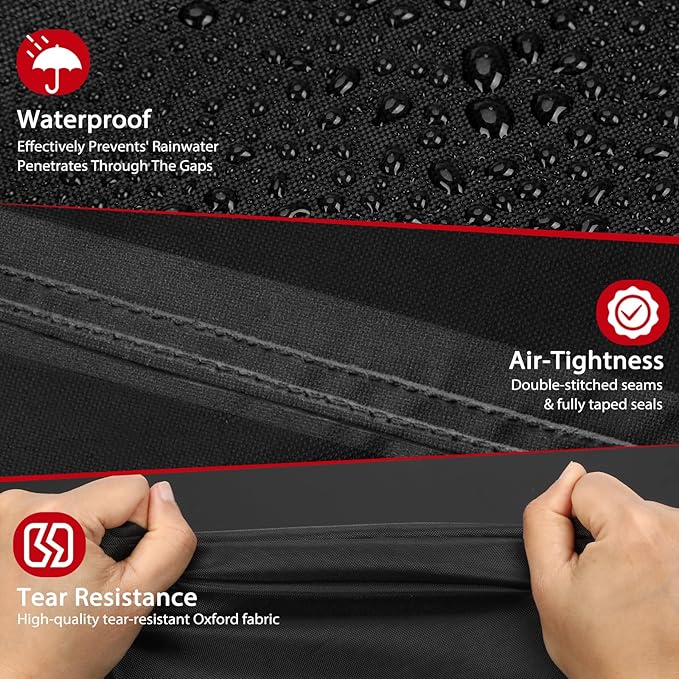 TOPCROWN Grill Cover for Outdoor Grill, BBQ Gas Grill Waterproof Anti-UV Oxford Fabric Windproof Design with Adjustable Straps, Fits Weber/Char-Broil/Nexgrill and More (420D Black+Red, 30" - 32")