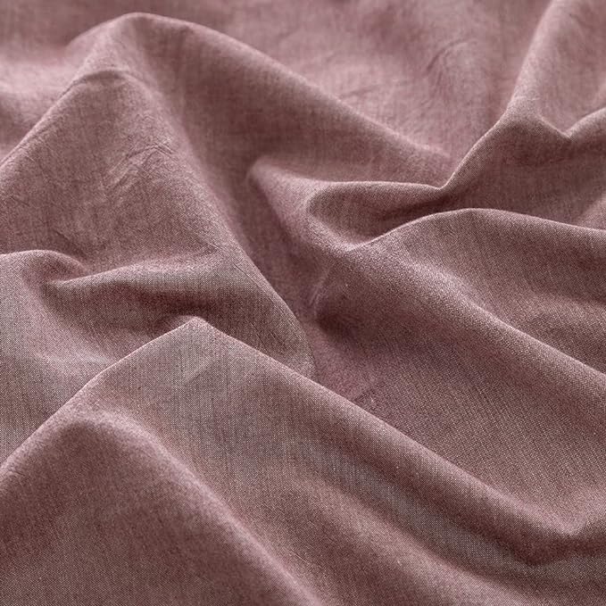 FACE TWO FACE Bedding Duvet Cover Set100% Washed Cotton Duvet Cover Linen Like Textured Breathable Durable Soft Comfy(Twin, Purple Bean Paste)