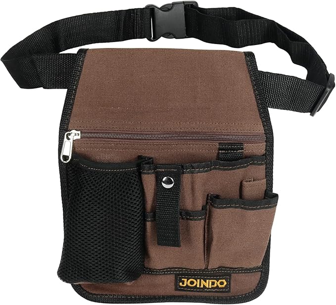 Garden Tool Pouch, Garden Tool Belt, Lightweight Tool Pouch with Pockets and Zipper, Utility Belt Canvas Tool Bag with Adjustable Waist Belt, Waist Tool Bag Apron for Women Men