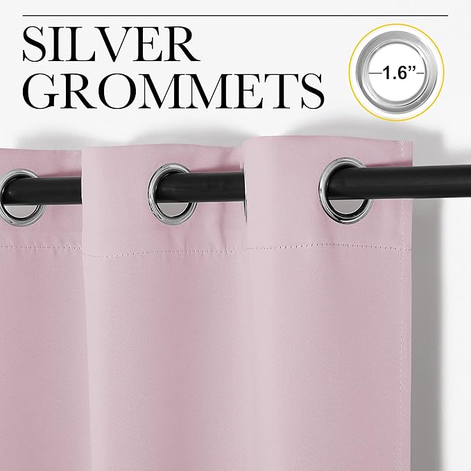 NICETOWN Baby Pink Blackout Curtains 78 inches Length