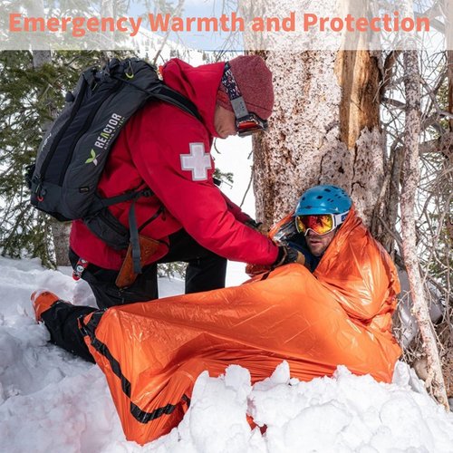 Emergency Sleeping Bag with Whistle, Portable Emergency Survival Bag, Lightweight Pocket Size Emergency Sleeping Bag, Waterproof Thermal Bivy Sack for Camping, Hiking (6)