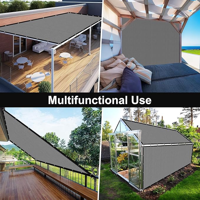 Artpuch 90% Sun Shade Cloth, 10 x 10 FT Pergola Shade Cover Canopy with Grommets, Sun Screen Fabric Tarp for Patio, Outdoor, Garden, Backyard, Blue Grey
