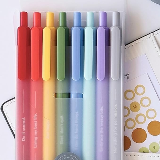 MäksēLife Makse Message Rainbow Gel Pens - Goal-Setting Writing Tools with Daily Affirmations for Personal Growth and Mindset Training, 8-Pack Set