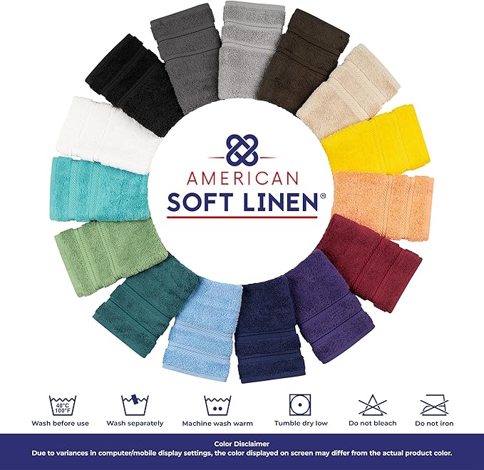 American Soft Linen Luxury Hand Towels for Bathroom, 600 GSM 100% Cotton Turkish 4 Piece Hand Towel Set, 600 GSM Hand Face Towels for Kitchen, Electric Blue Hand Towels
